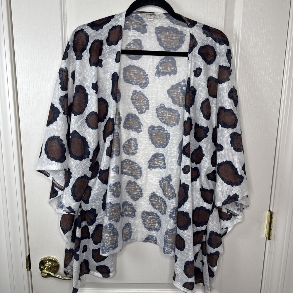 Umgee Womens S/M Leopard Print Sheer Open Front Duster Cardigan Boho